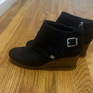 Dr. Scholl's Black Wedge Ankle Boots with Buckle